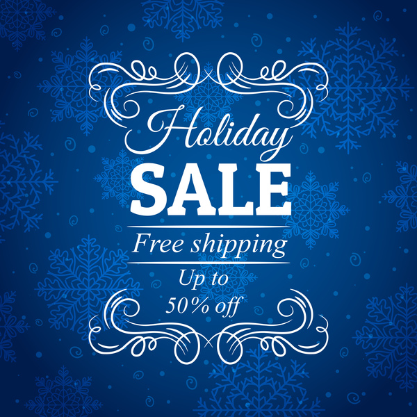Blue christmas discount sale background vector 04