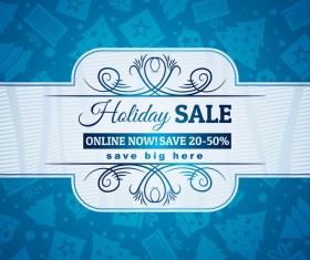 Blue christmas discount sale background vector 05
