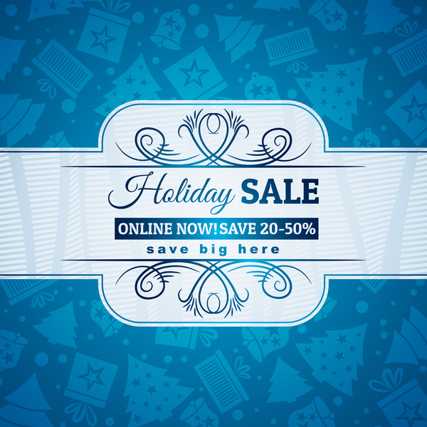 Blue christmas discount sale background vector 05