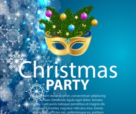 Blue christmas party poster vector template 01