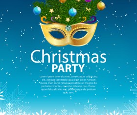 Blue christmas party poster vector template 02
