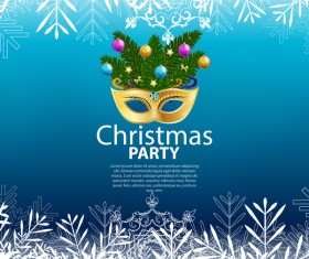 Blue christmas party poster vector template 03