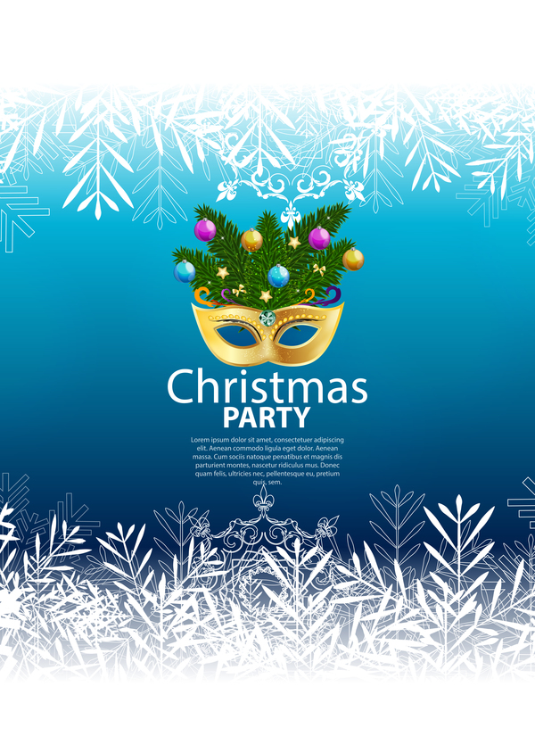 Blue christmas party poster vector template 03