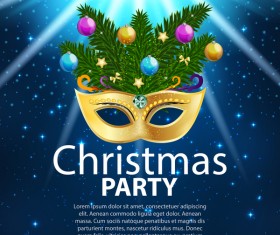 Blue christmas party poster vector template 04