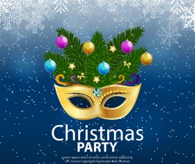 Blue christmas party poster vector template 05