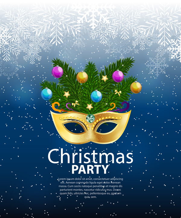 Blue christmas party poster vector template 05
