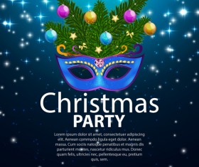 Blue christmas party poster vector template 06