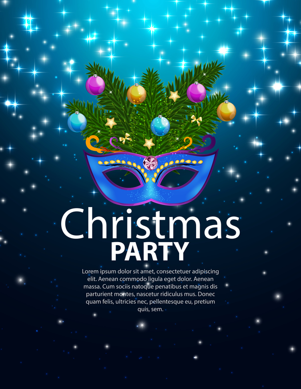 Blue christmas party poster vector template 06