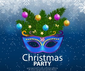 Blue christmas party poster vector template 07