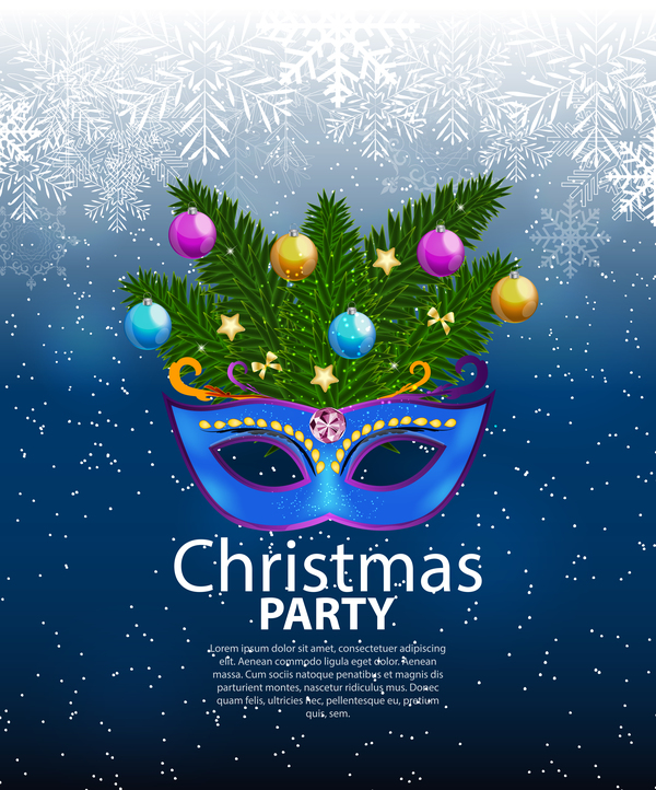 Blue christmas party poster vector template 07