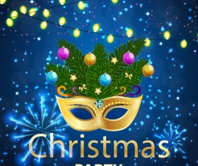 Blue christmas party poster vector template 08
