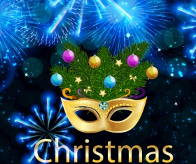 Blue christmas party poster vector template 09