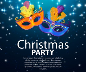 Blue christmas party poster vector template 10