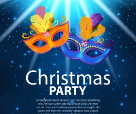 Blue christmas party poster vector template 11