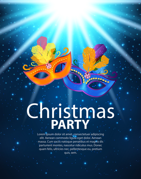 Blue christmas party poster vector template 11