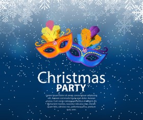 Blue christmas party poster vector template 12