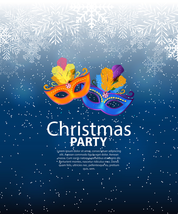 Blue christmas party poster vector template 12
