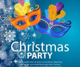 Blue christmas party poster vector template 13