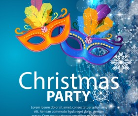 Blue christmas party poster vector template 14