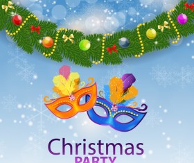 Blue christmas party poster vector template 15