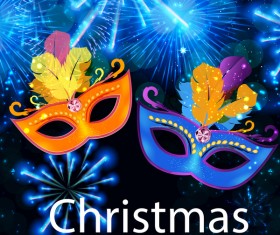 Blue christmas party poster vector template 16