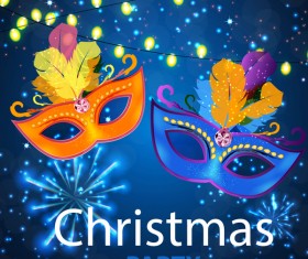 Blue christmas party poster vector template 17