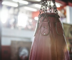 Boxing punching bag close-up Stock Photo