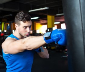 Boxing sandbag exercises Stock Photo 04
