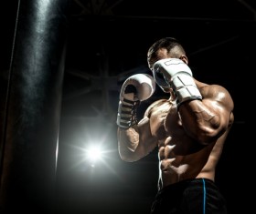 Boxing sandbag exercises Stock Photo 05