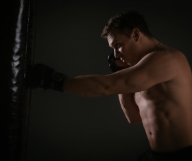 Boxing sandbag exercises Stock Photo 06
