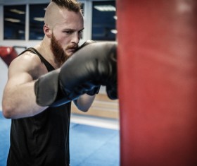 Boxing sandbag exercises Stock Photo 07