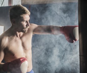 Boxing sandbag exercises Stock Photo 08