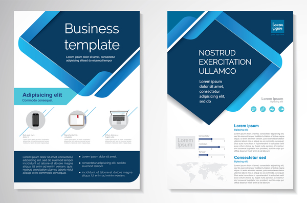Business brochure cover blue styles vector