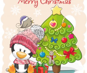 Cartoon christmas tree with xmas elements vector 01