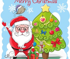 Cartoon christmas tree with xmas elements vector 02