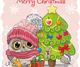 Cartoon christmas tree with xmas elements vector 05