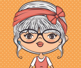 Cartoon cute girls vector illustration 03