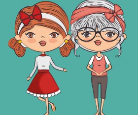 Cartoon cute girls vector illustration 05