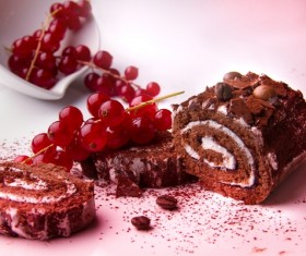 Cherry black forest cake roll Stock Photo