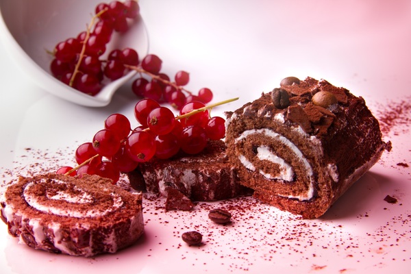 Cherry black forest cake roll Stock Photo