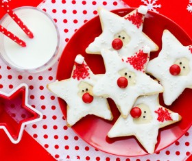 Cherry dotted star cookies Stock Photo