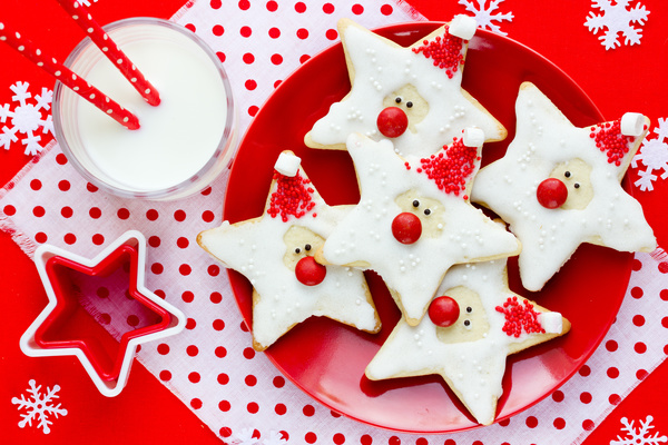 Cherry dotted star cookies Stock Photo