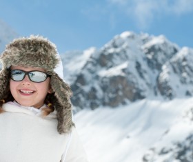 Children having fun in the ski resort Stock Photo