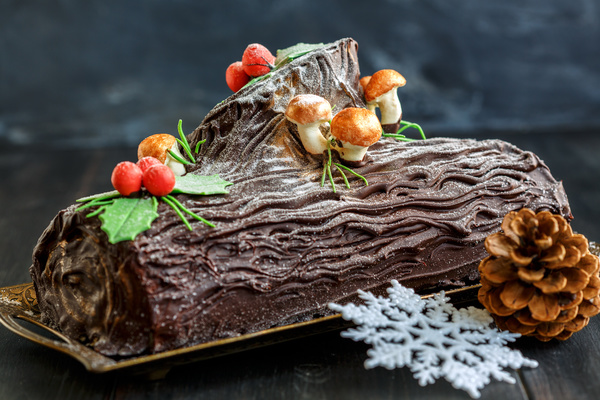 Chocolate Christmas dessert Stock Photo