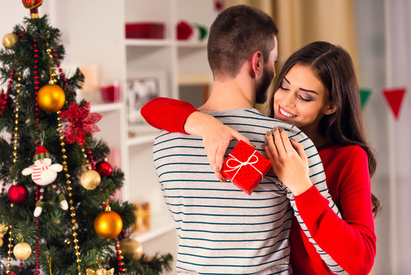 Christmas Hug lovers Stock Photo