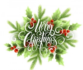 Christmas background with holly vector