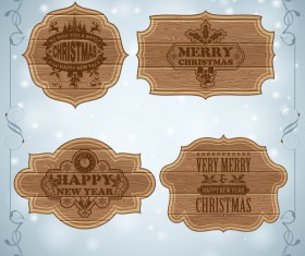 Christmas background with wooden board sign vector 02