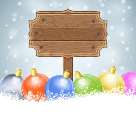 Christmas background with wooden board sign vector 05