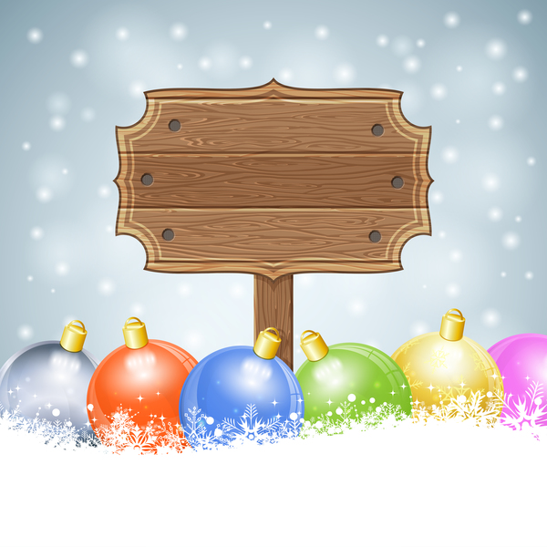 Christmas background with wooden board sign vector 05
