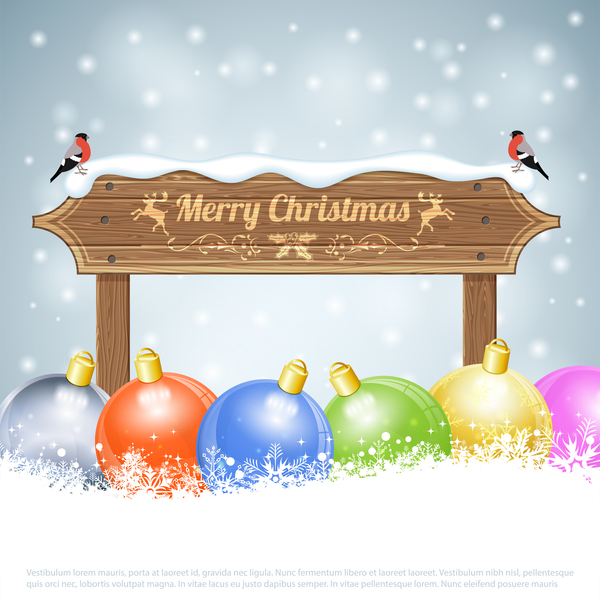 Christmas background with wooden board sign vector 08